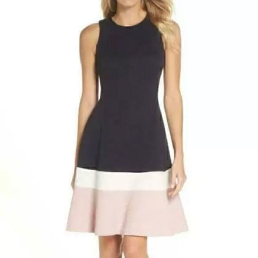 Colorblock Fit & Flare Dress
ELIZA J